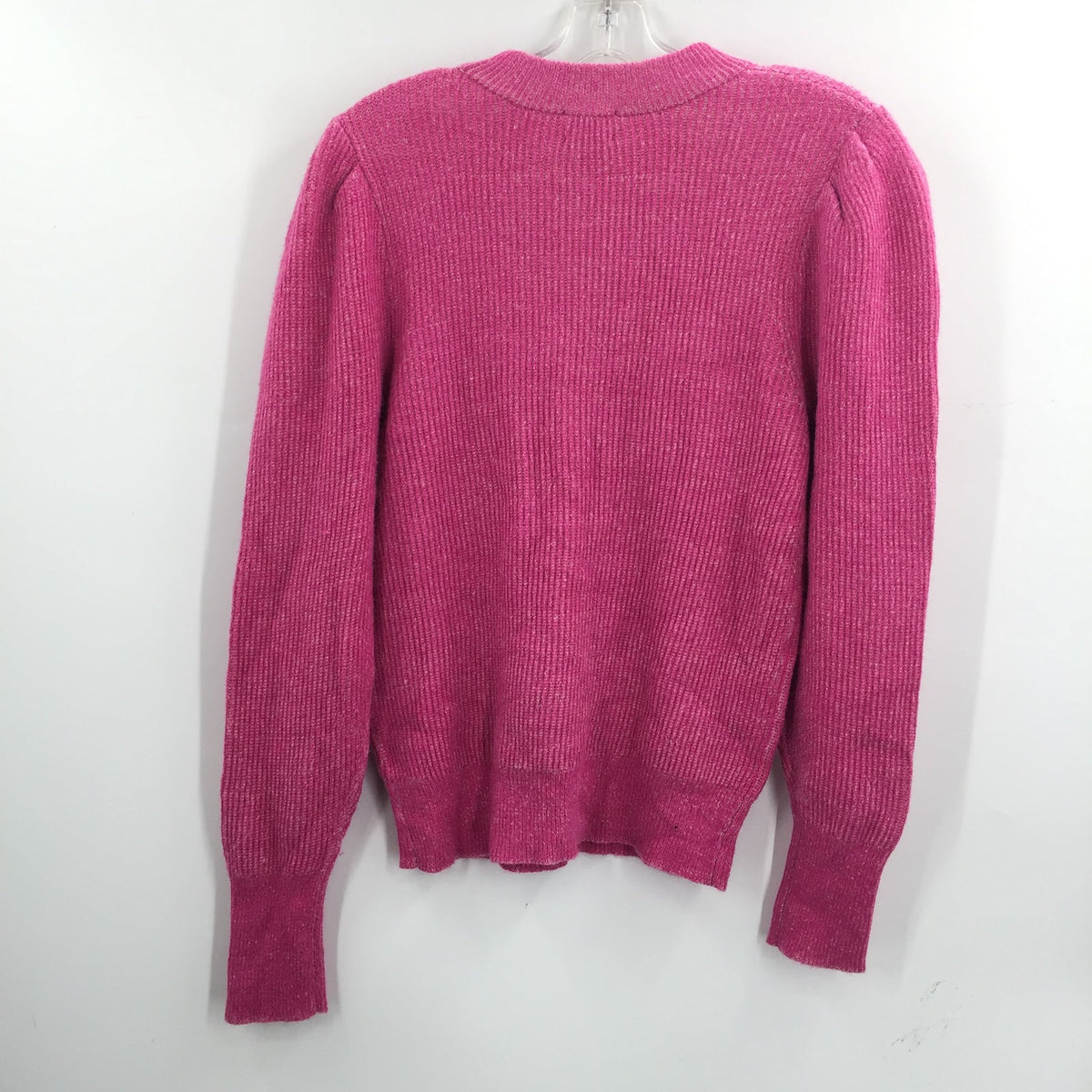 Free Press Knitted Puff Sleeve Sweater Pink Cyclamen High Neck Medium NWT