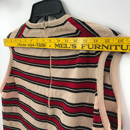 Vintage Talbott Tarafast 2 Pc Cardigan set Knit Sweater 3/4 Sleeves Red Tan 38