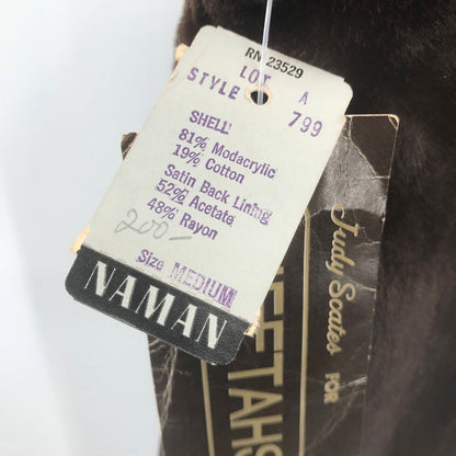NAMAN  vintage Cheetahsport  Brown Faux Fur Vest Sleeveless Medium NWT