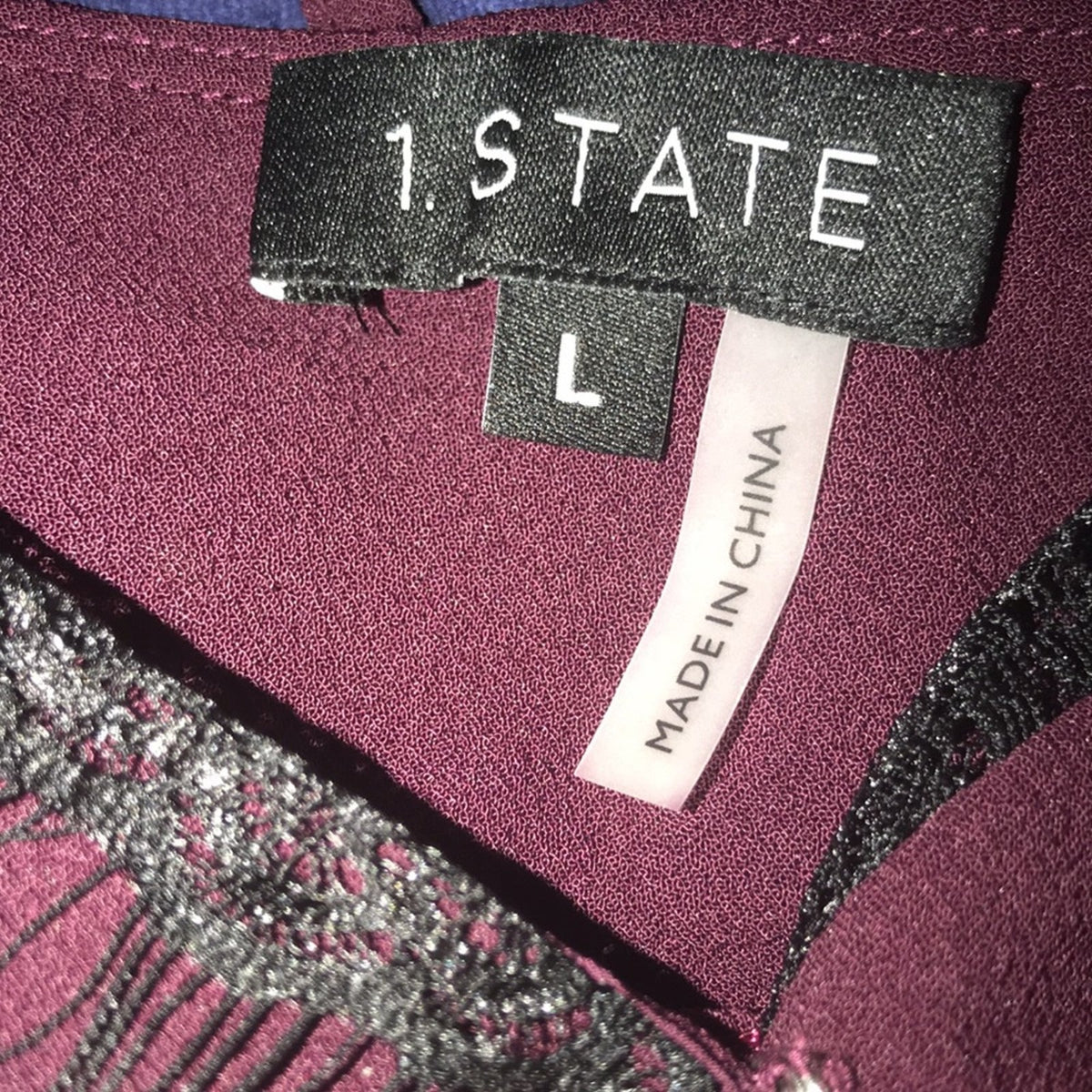 1.State NWT Lace Trim Plum Wrap Camisole Blouse Top Size Large