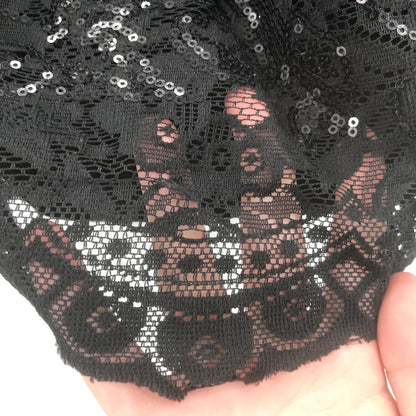 City Studio Sequined Lace Detail Crop Top Blouse Sleeveless Black 13
