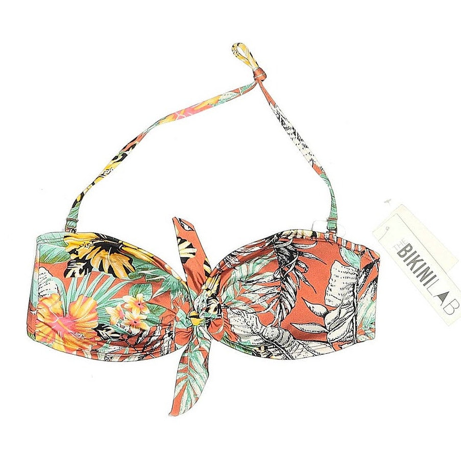 The Bikini Lab Swimsuit Top SMALL Tropical Floral Pattern Orange NWT Bathing