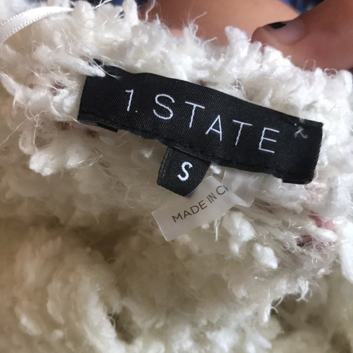 1. State Antique White Drape Front Poodle Cardigan