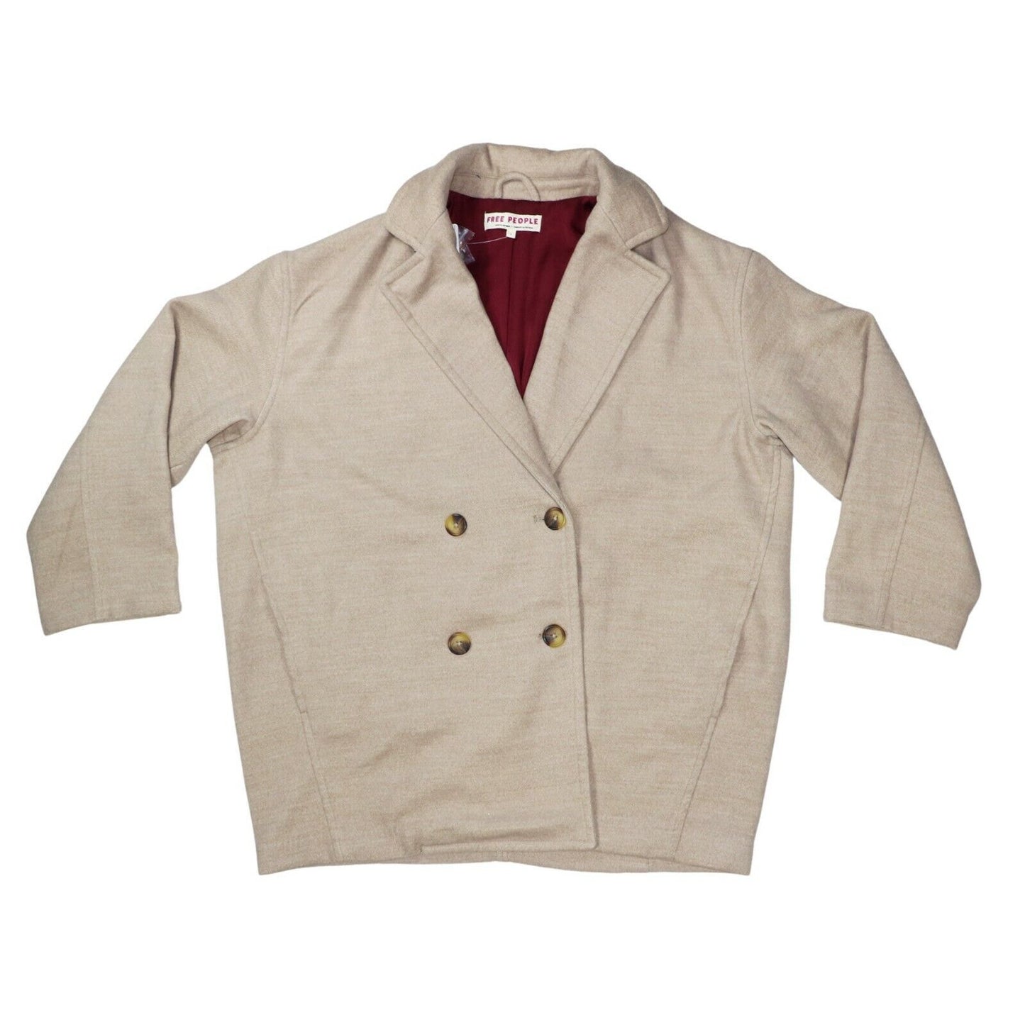 Free People Hannah Double Breasted Blazer Jacket Sz XS/Extra Small in Camel NWT