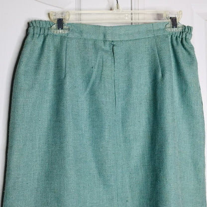 Weathervane Vintage Light Green Elastic Waist Pencil Wiggle Skirt Rear split 14
