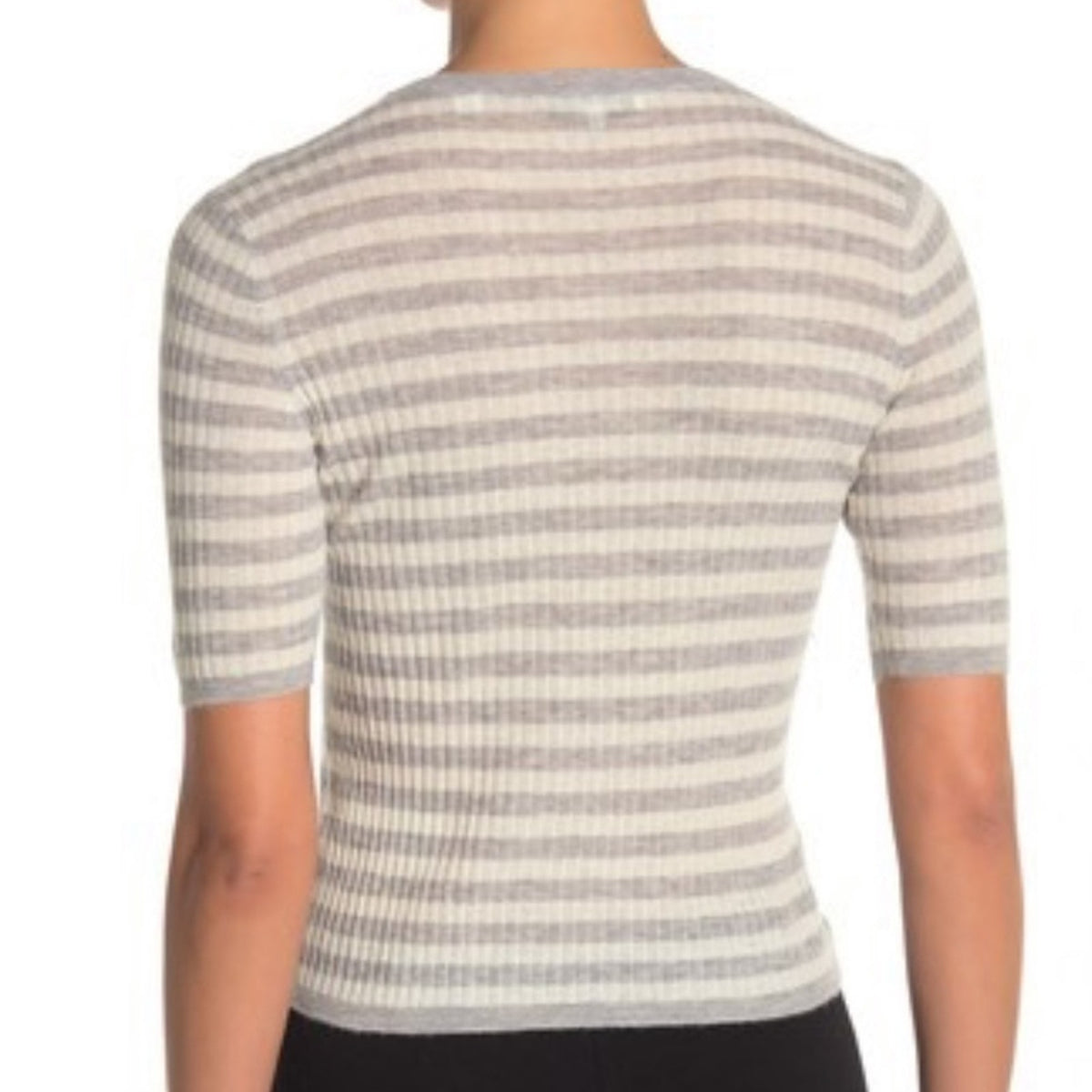 Vince. NWT Striped Short Sleeve Cashmere Blend Knit Top Size XS