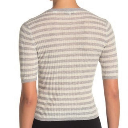 Vince. NWT Striped Short Sleeve Cashmere Blend Knit Top Size XS
