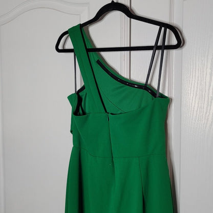 Xscape Emerald Green One Shoulder Gown Open Waist Size 12 US formal evening