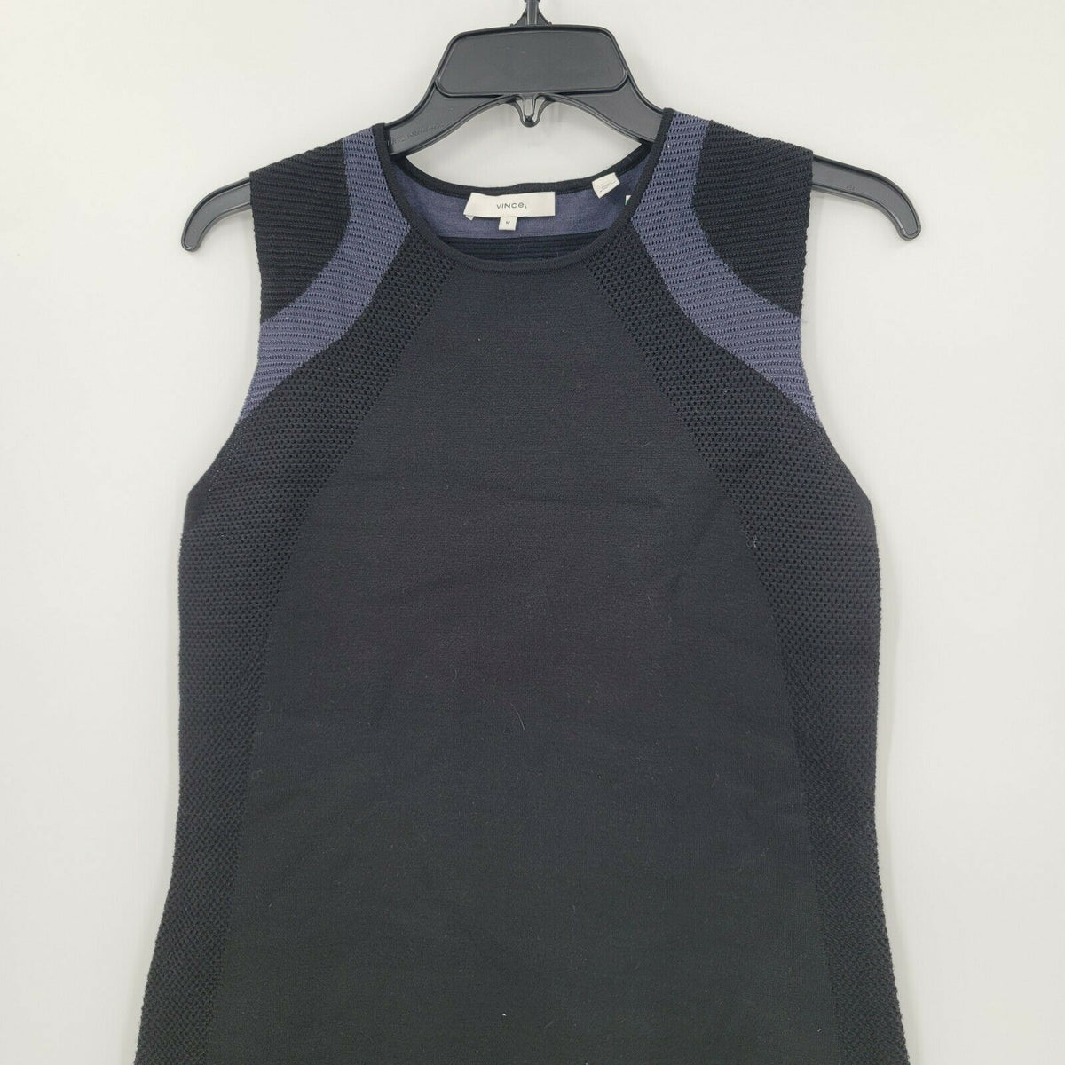 Vince Sleeveless Body cone Dress Crew Neck Knee Length Wool Black Size Medium