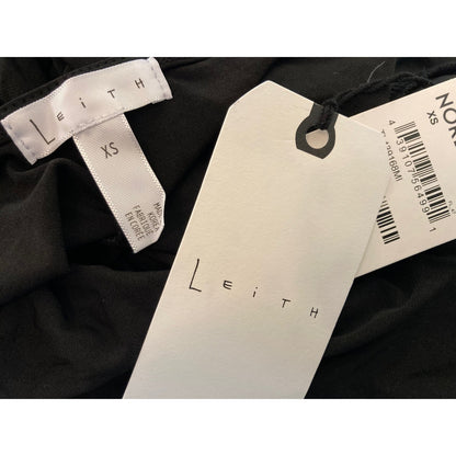 Leith Double Scoop Neck Long Sleeve Bodysuit Size XS/Extra Small in Black NWT