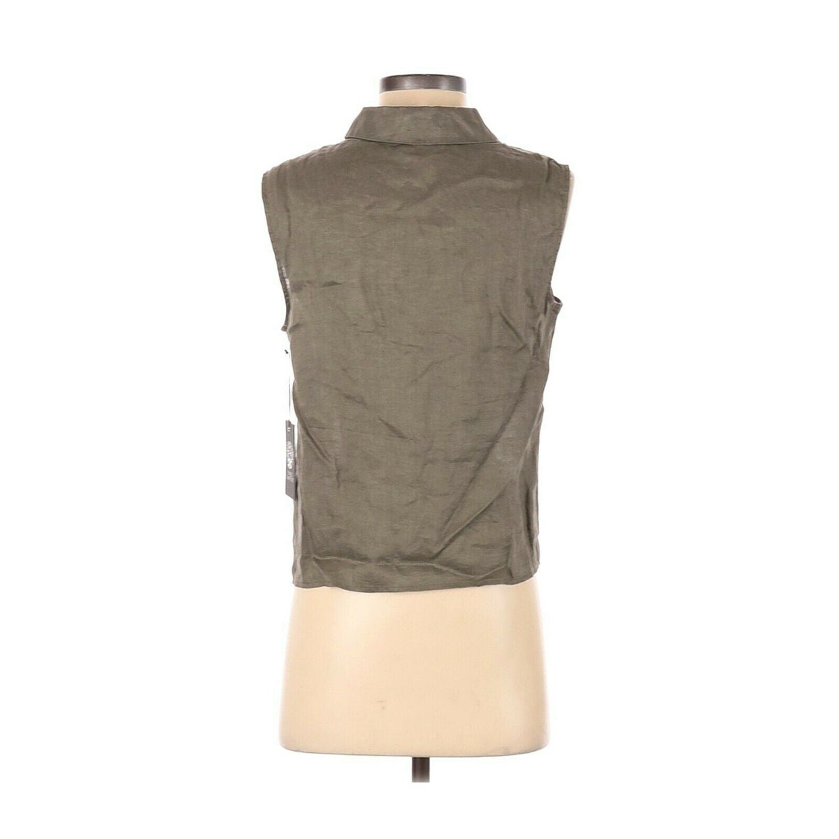 Vince Camuto Collared Sleeveless Blouse Top Open Front Button Bow & Tie Size XS