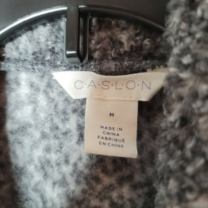 Caslon Open Front Shawl Collar Faux Fur Jacket Long Sleeves Grey Size Medium
