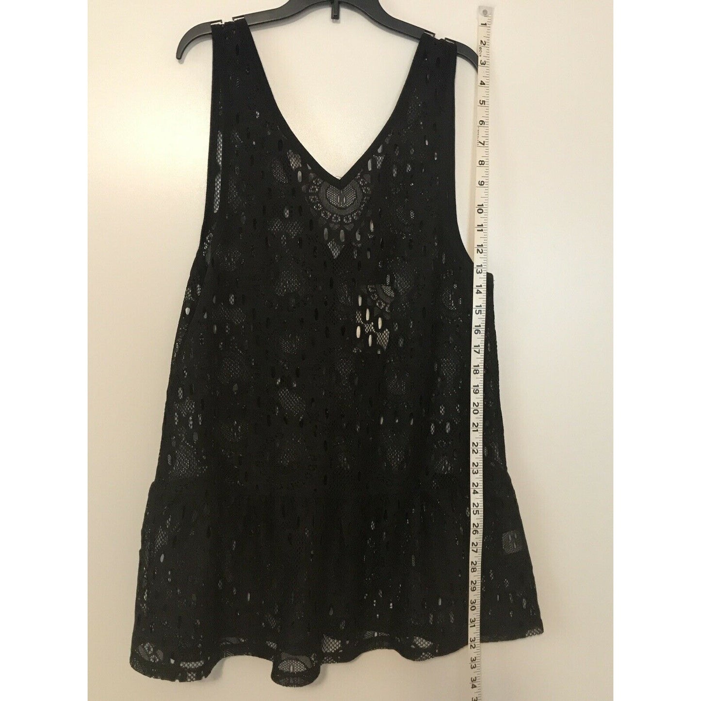 Miken NEW Lace Drop-Waist Dress Swimsuit Cover-Up Black Size Medium