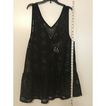 Miken NEW Lace Drop-Waist Dress Swimsuit Cover-Up Black Size Medium