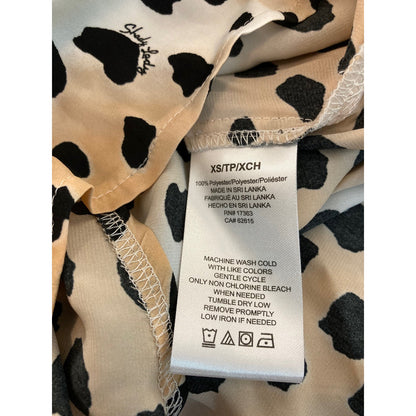 Shady Lady Animal Print Short Sleeve Pajama Top Sz XS/Extra Small in Brown NWT