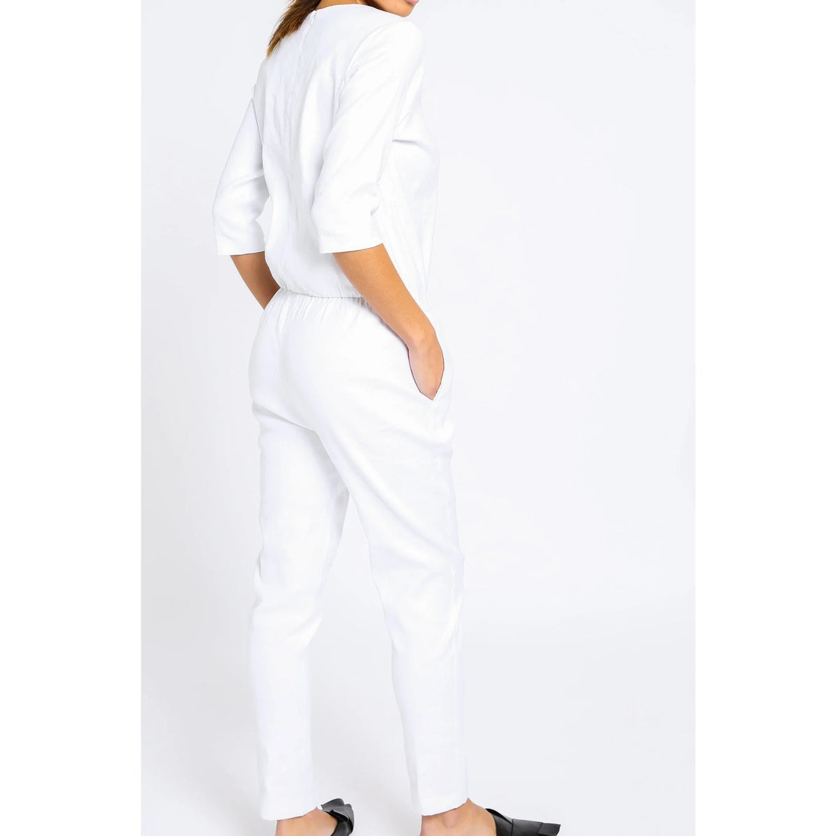 Jarbo NWT Boatneck 3/4 Sleeve Jumpsuit Linen Cotton Size 36 Lagenlook
