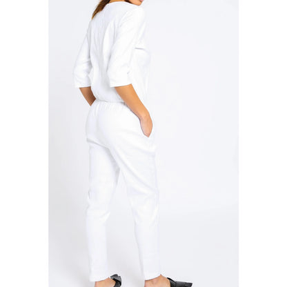 Jarbo NWT Boatneck 3/4 Sleeve Jumpsuit Linen Cotton Size 36 Lagenlook