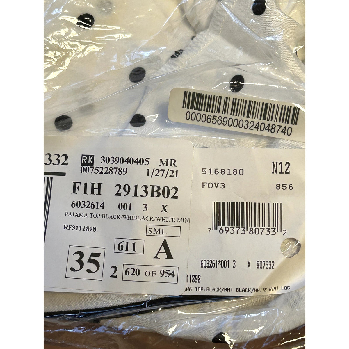 REFINERY29 NWT Piera Crop Pajama Top In Black/white Mini Logo Dot Size 3X