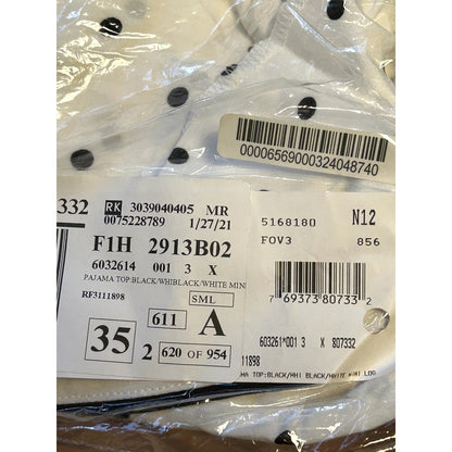 REFINERY29 NWT Piera Crop Pajama Top In Black/white Mini Logo Dot Size 3X