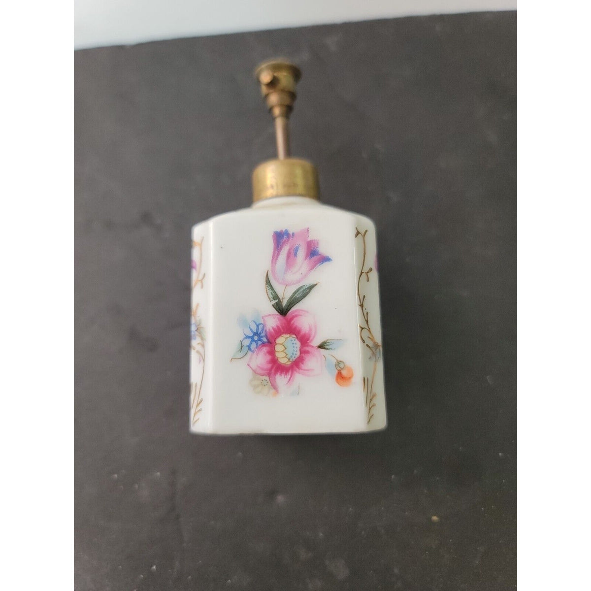 Vintage Thames Japan HandPainted Porcelain Perfume Atomizer Floral Bouquet 2"x4"