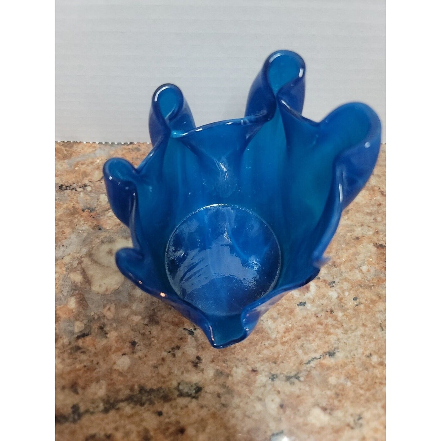 SLAG glass endday Blue Wispy Vase Candle Reusable napkinfold HalfCandle HANDMade
