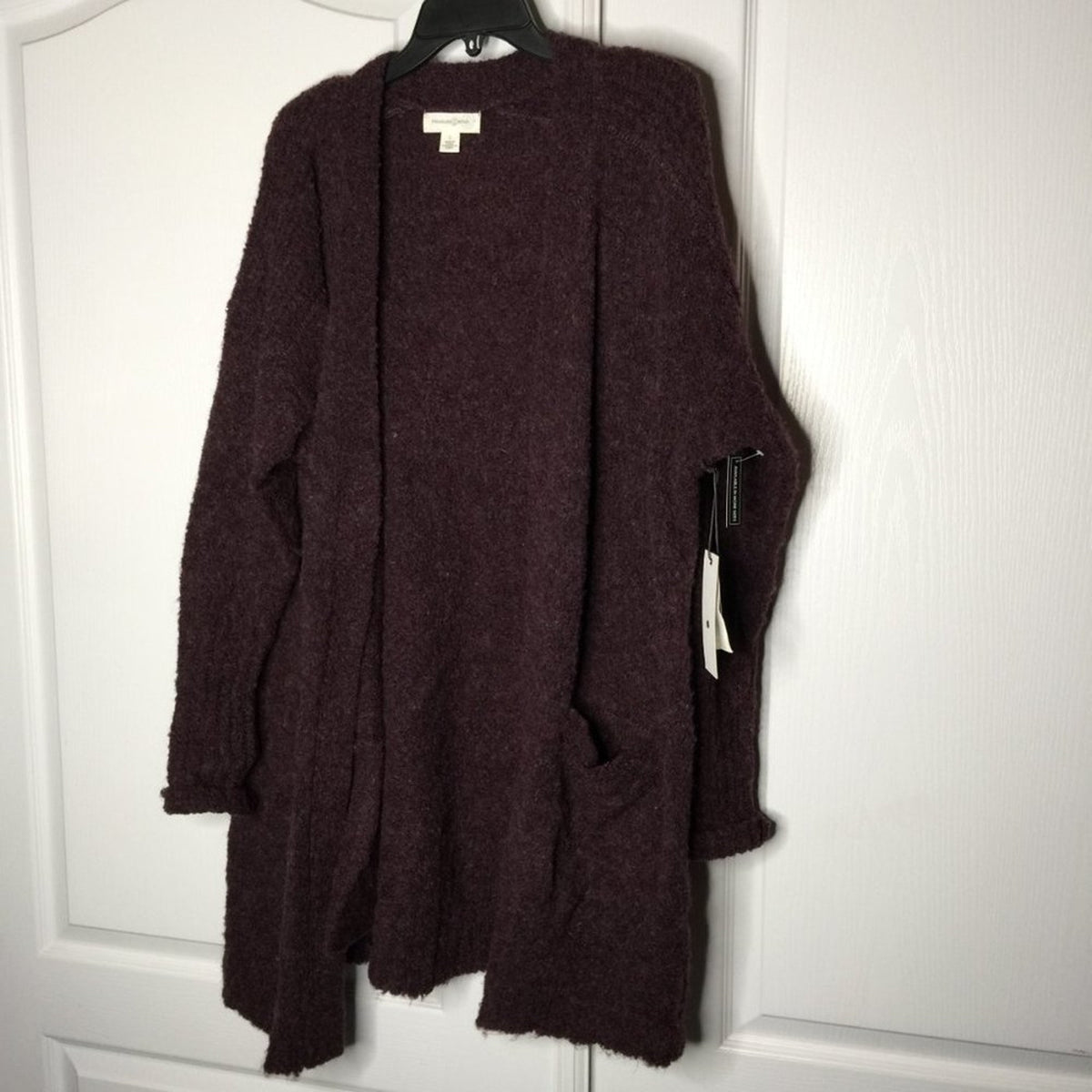 Treasure & Bond Open Front LONG Cardigan Sweater Long Sleeve Front Pockets Large