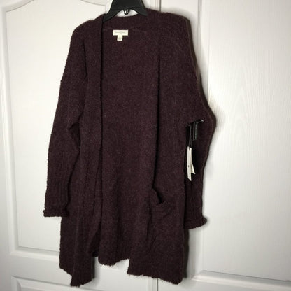 Treasure & Bond Open Front LONG Cardigan Sweater Long Sleeve Front Pockets Large