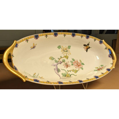 Union Ceramique Limoges France Porcelain Relish Dish Gold Tone Edge platter