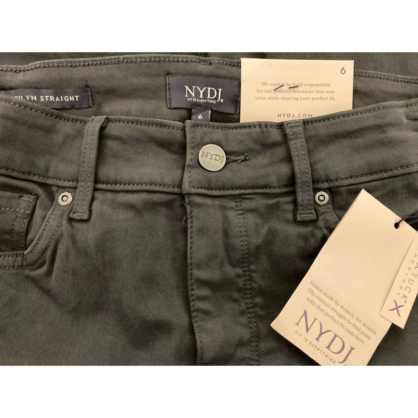 NYDJ Women's Jeans Marilyn Straight Leg Size 6 Vintage Pewter Gray NWT