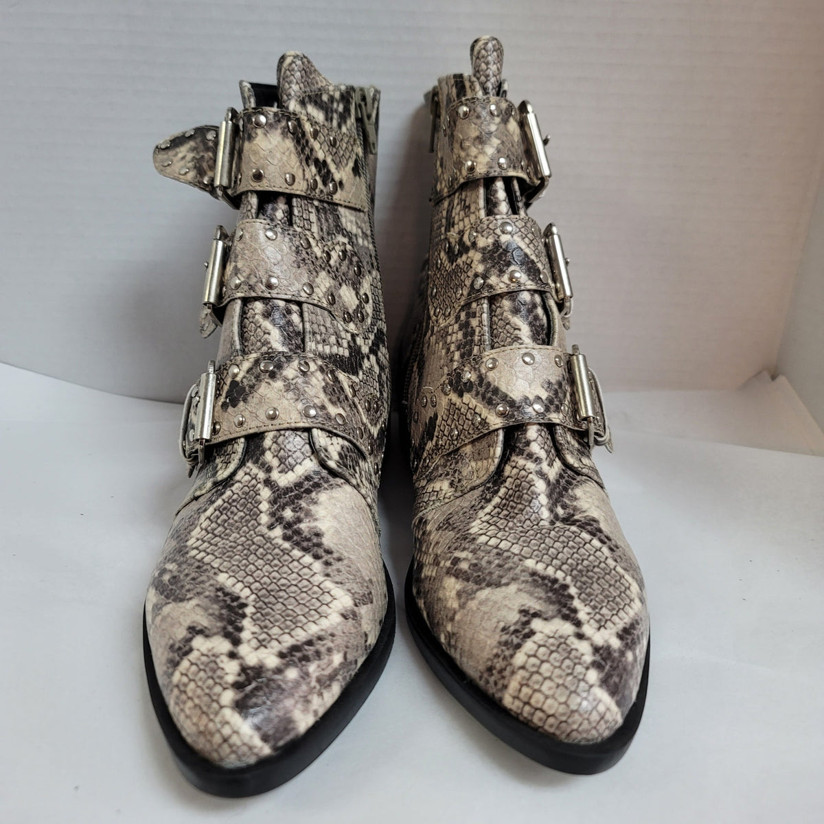 Steven Womens Harmon Ankle Bootie Side Zip Cushion Multicolor Snake Skin Size 9