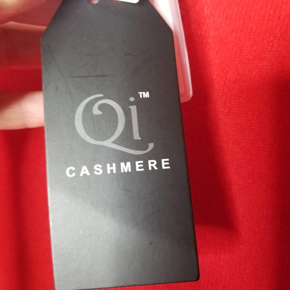 NWT Qi Cashmere Pullover Sweater Long Sleeves V-Neck Ribbed Trim Red X-Large
