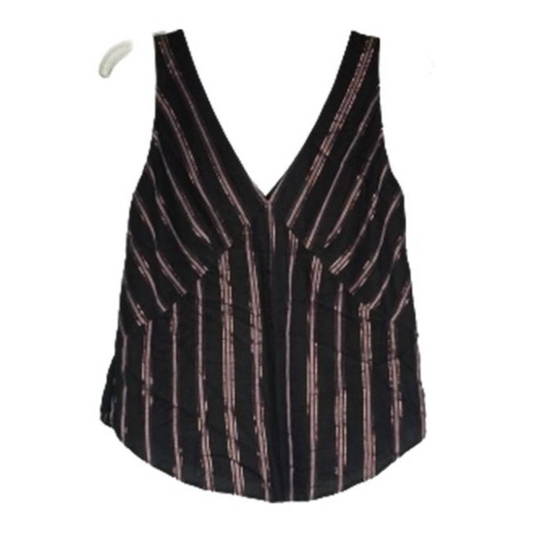Rachel Rachel Roy V-Neck Tank Top Metallic rose gold Stripe Black Rose Combo XS