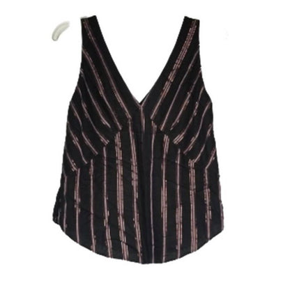 Rachel Rachel Roy V-Neck Tank Top Metallic rose gold Stripe Black Rose Combo XS