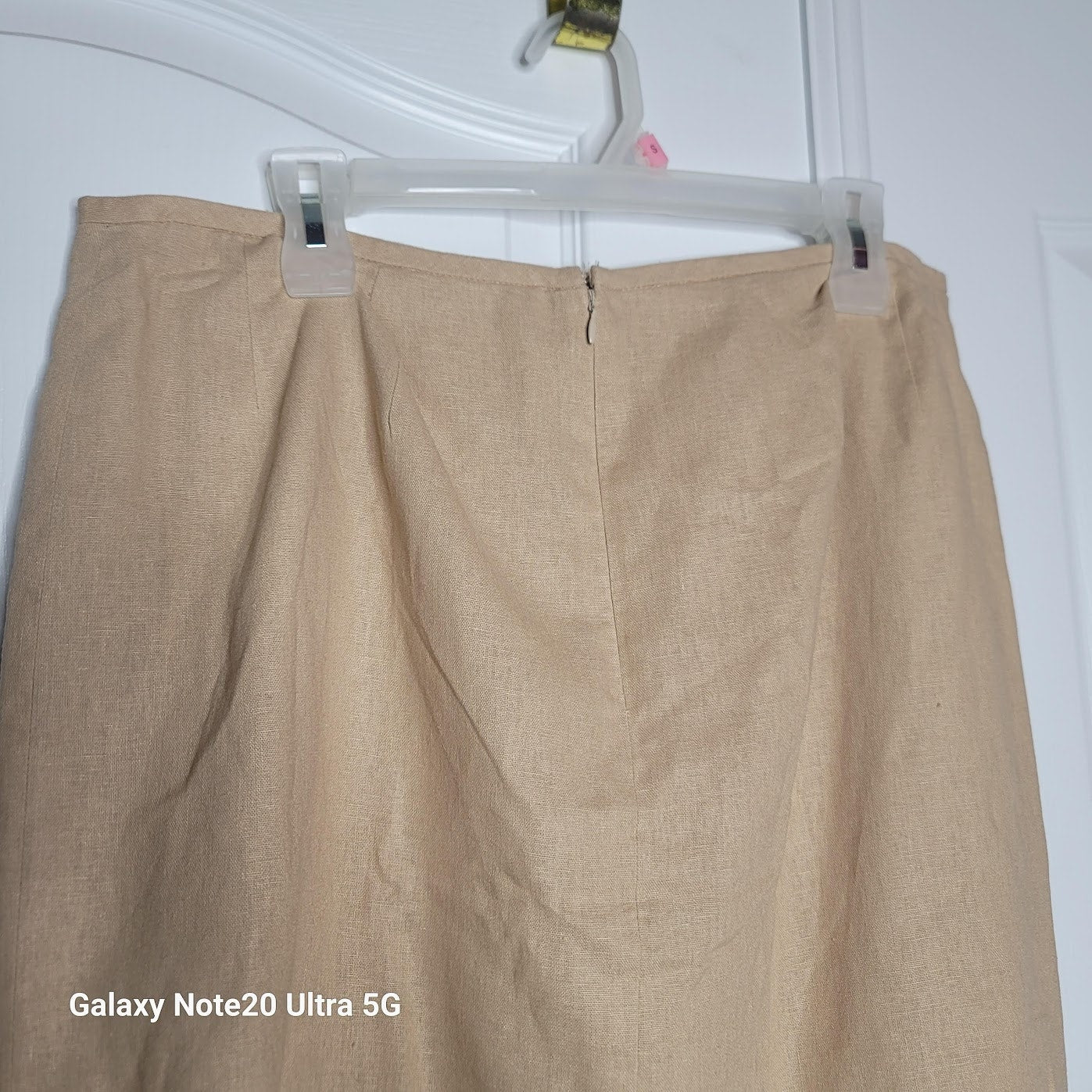 Isalbella Pencil Skirt 14W Linen Blend Tan Lined A-line Rear Zip Career Wiggle
