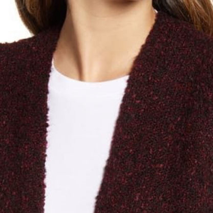 BP. NEW Burgundy Bouclé Open Front Cardigan Size Small