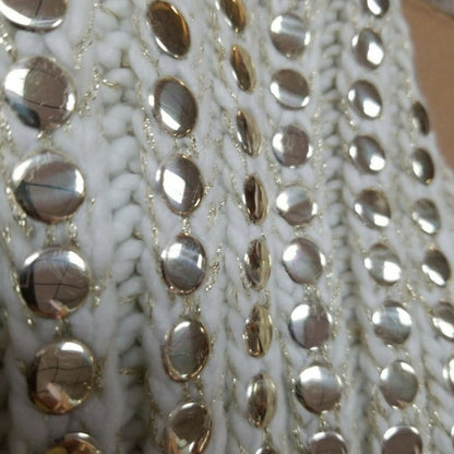 DKNY Knit Scarf Chunky Gold Thread Studded Acrylic NEW