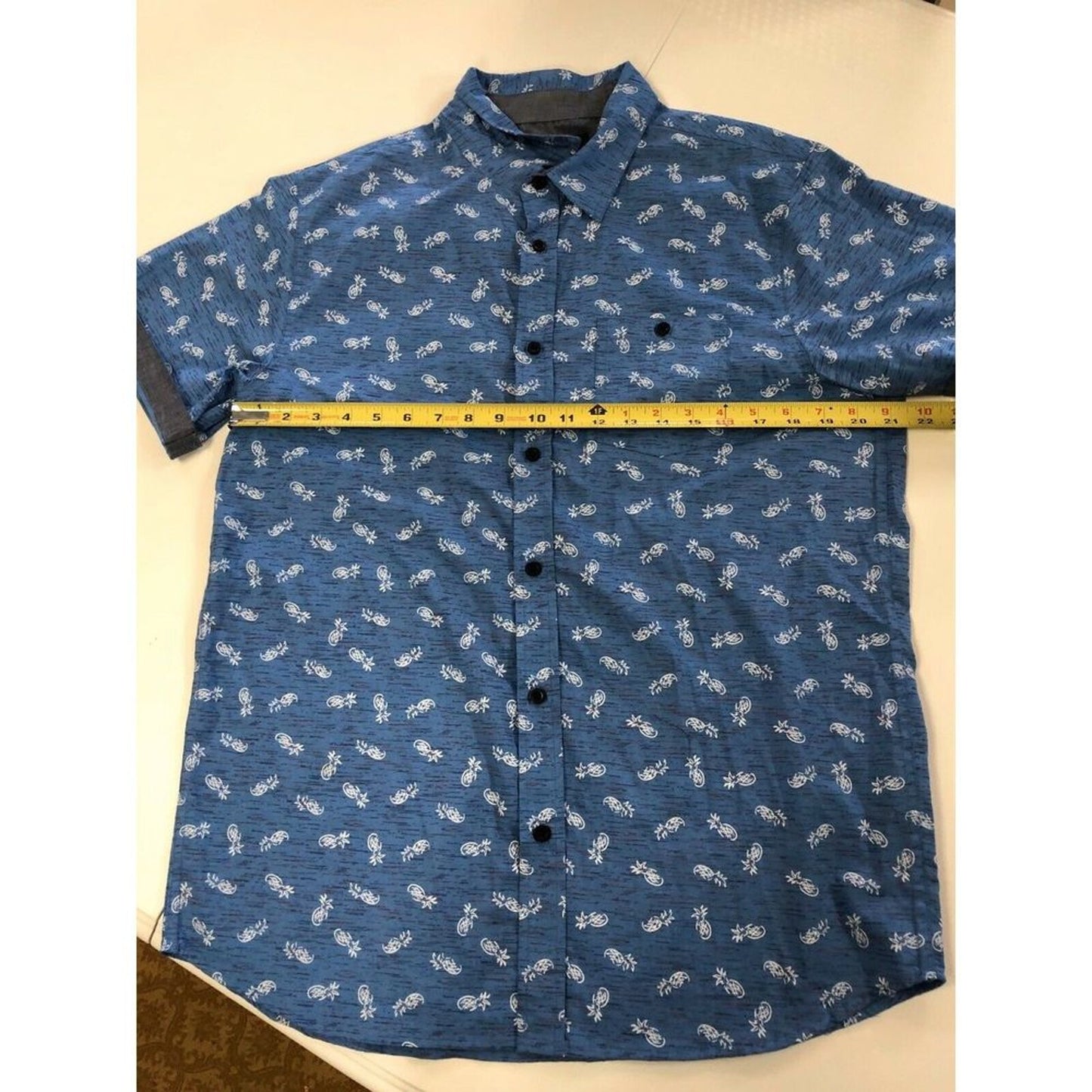Eighty Eight Platinum Button Down Pineapple Print Shirt Large Cruise Cotton