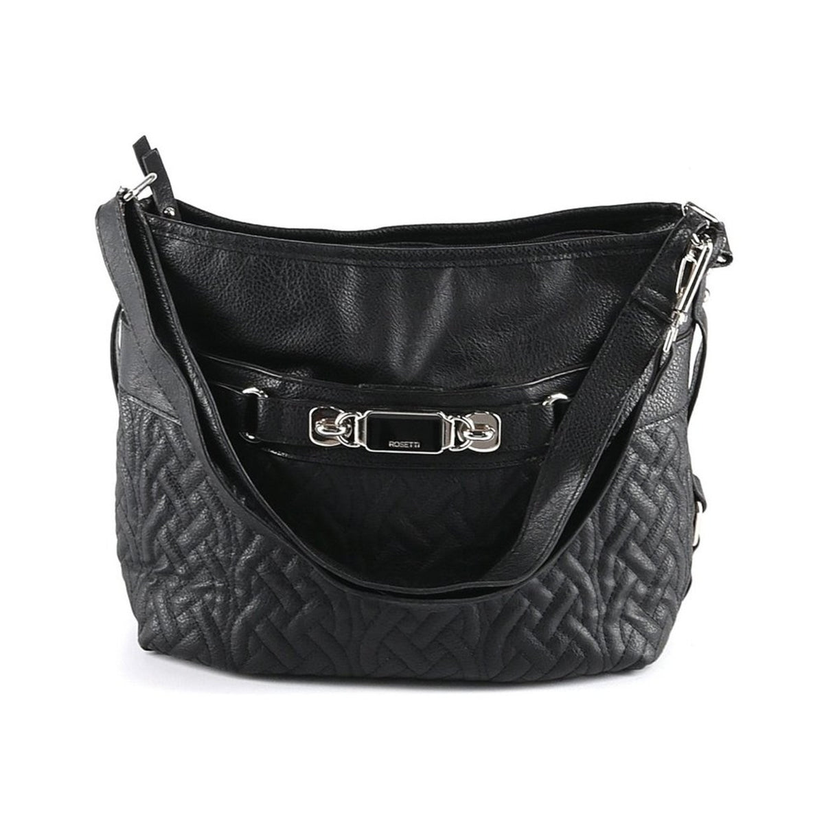 Rosetti Shoulder Bag silver Metal Accents Classic Black crosshatch pattern