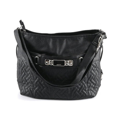 Rosetti Shoulder Bag silver Metal Accents Classic Black crosshatch pattern