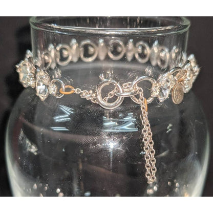 Van Dell Vintage Sterling Silver White Gem Tennis Chain Bracelet Mary