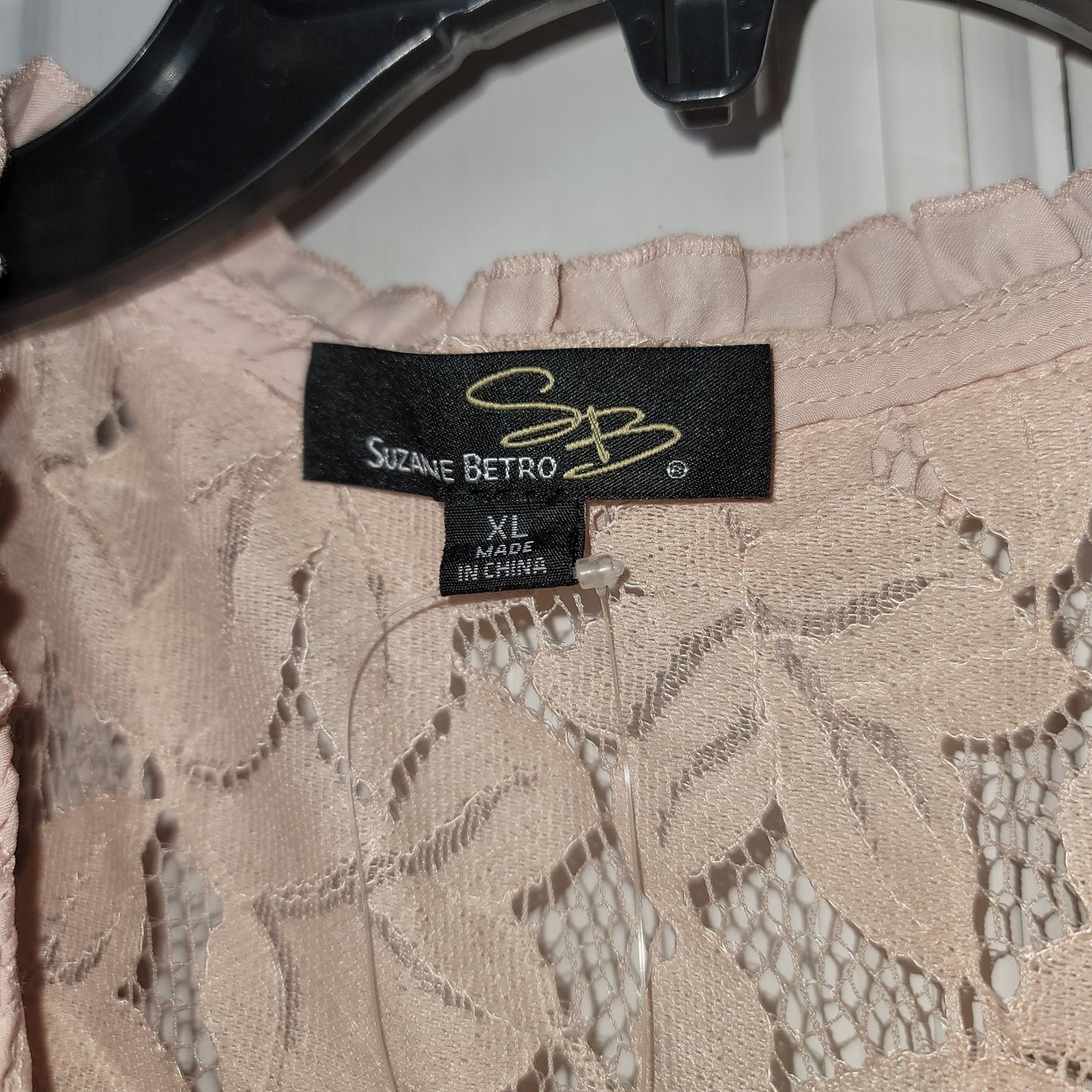 Suzanne Betro Smocked Lace-Yoke Ruffle-Trim Sleeveless Tunic Dusty Pink X-Large