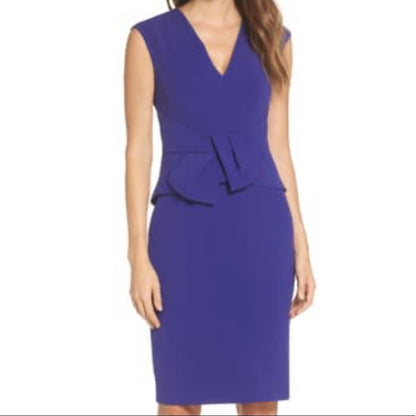 Vince Camuto NEW Royal Blue Bow Sheath Dress  Size 4 Sleeveless Career Casual