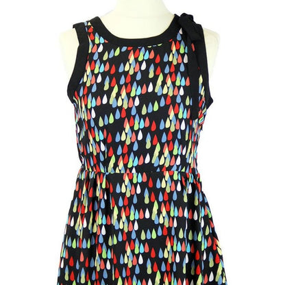Tulle Retro 60s Fit Flare Dress Sleeveless Raindrop Multi-Color Small neck scarf