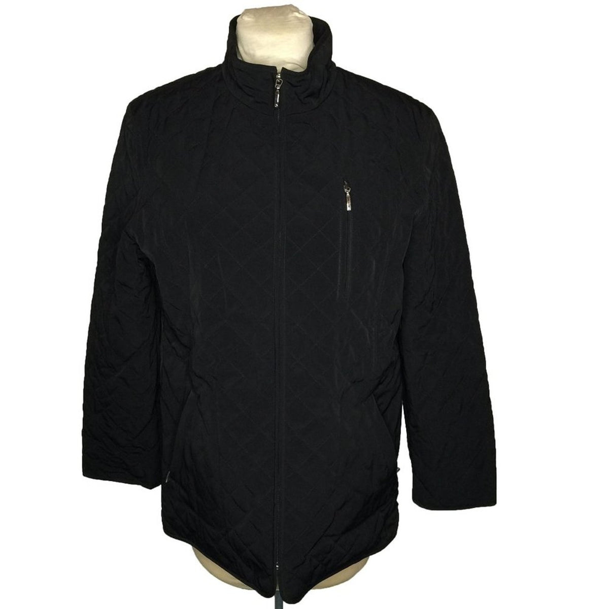 Liz Claiborne Women's Quilted Jacket Full Zip Long Sleeve Solid Black Size LARGE
