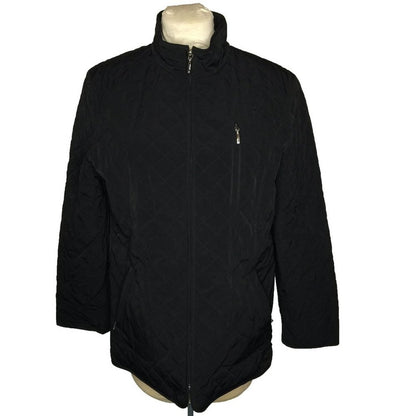 Liz Claiborne Women's Quilted Jacket Full Zip Long Sleeve Solid Black Size LARGE