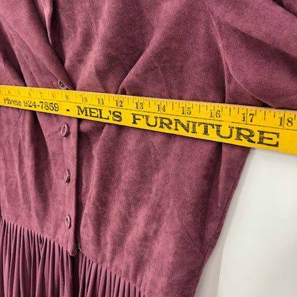 HERMAN MARCUS vintage wine/purple dress belt long sleeve M/L Fit Flare