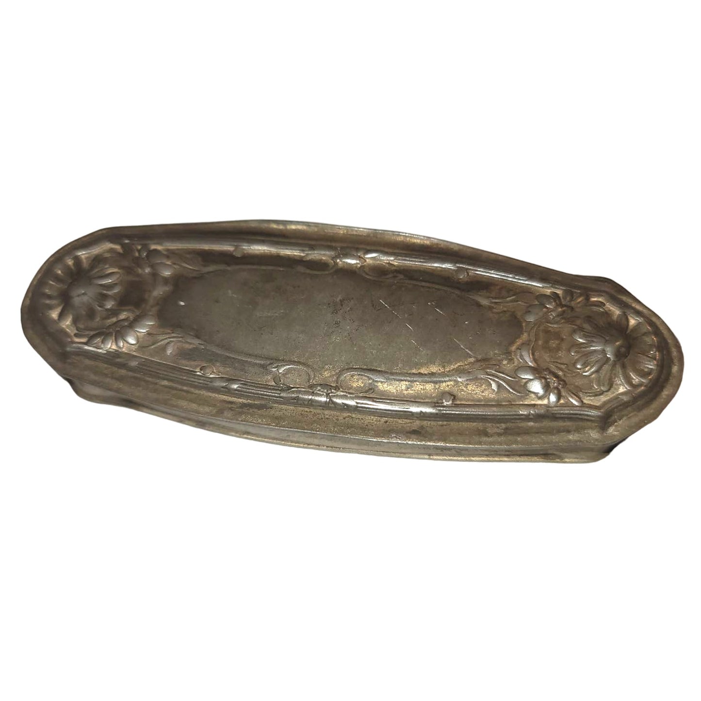 Antique Wallace Bros Silver Co Oval Snuff Box Lidded Trinket Case Victorian Art