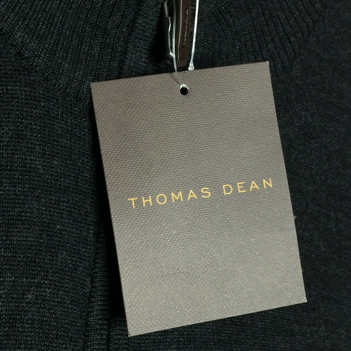 Thomas Dean Pullover Sweater 1/4 Zip Long Sleeves Stand-Up Collar Black Small