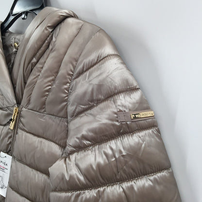 Via Spiga Packable Hooded Down Quilted Puffer Parka Coat Jacket Moonstone Small
