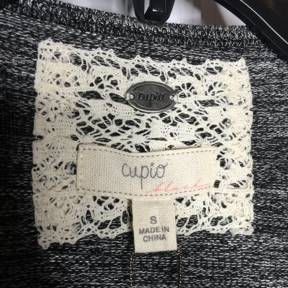 Cupio Lightweight Knit Open Front Cardigan Sweater Sleeveless Black/White Small